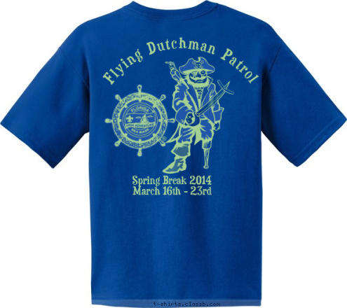 New Text Spring Break 2014
March 16th - 23rd Flying Dutchman Patrol Boynton Beach, Florida
SLSU031614A Gulf Stream Council Florida Sea Base T-shirt Design 