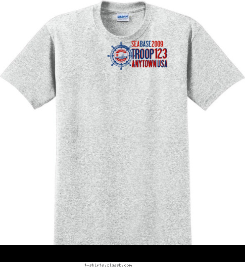 USA ANYTOWN 123 TROOP 2009 BASE SEA T-shirt Design 