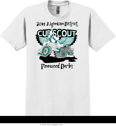 Pinewood Derby 2014 Algonkian District T-shirt Design 