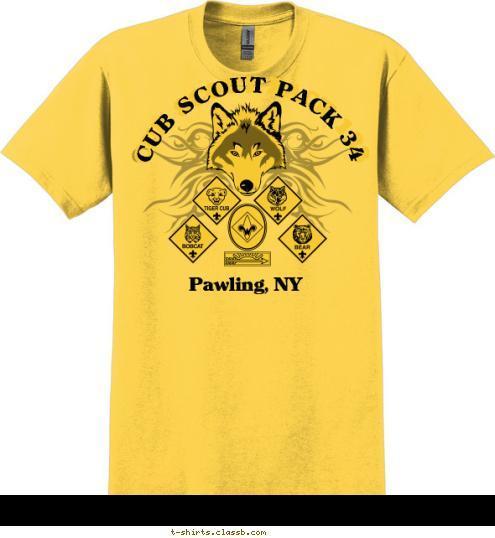 CUB SCOUT PACK 34 CUB SCOUT PACK 123 Pawling, NY T-shirt Design 