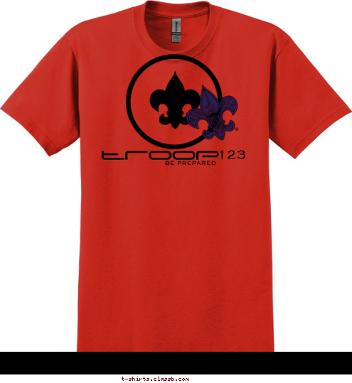 New Text troop 123 BE PREPARED T-shirt Design 