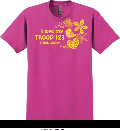 Your text here! girl scouts TRooP 123 City, State i love my T-shirt Design SP4938