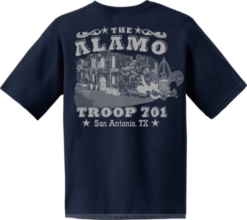 Troop 701
Oak Hills Church
San Antonio, TX TROOP 701 San Antonio, TX ALAMO THE  T-shirt Design 