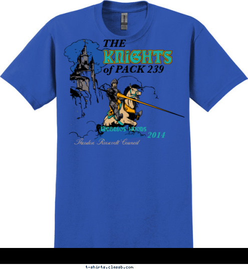 of PACK 239 knights THE Theodore Roosevelt Council 2014 Webelos woods T-shirt Design 