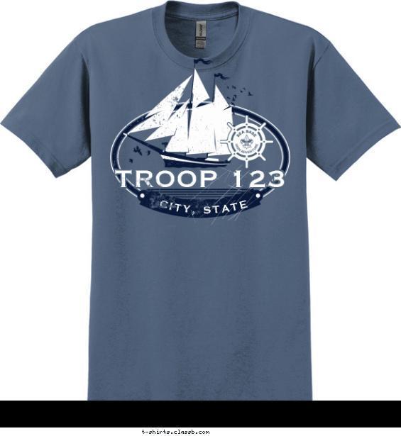 Two Tone Sea Base Sail Boat T-shirt Design