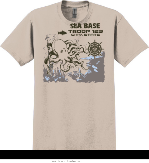 FLORIDA SEA base TROOP 123 ANYTOWN, USA T-shirt Design SP4999