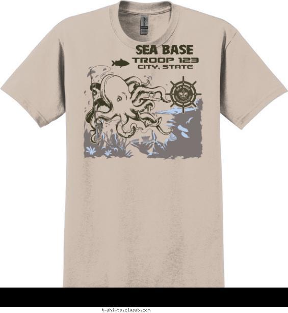 Custom Fishing Octopus Florida Sea Base T-Shirt by ClassB - 2XL - Sand