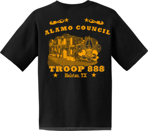 New Text TROOP 888 Alamo Council Helotes, TX TROOP 888 Helotes, Texas T-shirt Design 