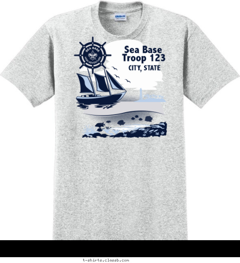 ANYTOWN, USA Troop 123 Sea Base Florida T-shirt Design SP5000