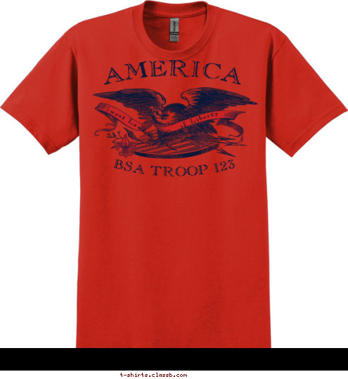 BSA TROOP 123 of Liberty Sweet Land AMERICA T-shirt Design SP4945