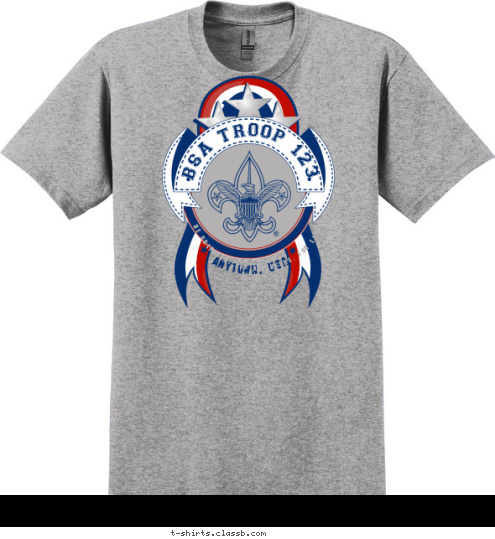 New Text BE PREPARED. FOR ADVENTURE. FOR LIFE. ANYTOWN, USA BSA TROOP 123 T-shirt Design SP4948