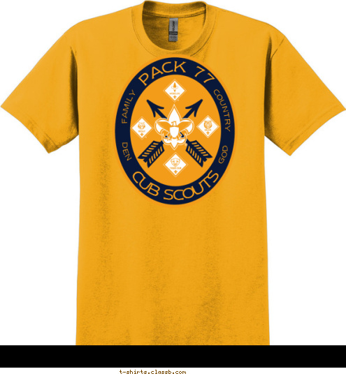 GOD DEN CUB SCOUTS COUNTRY FAMILY PACK 77 T-shirt Design 