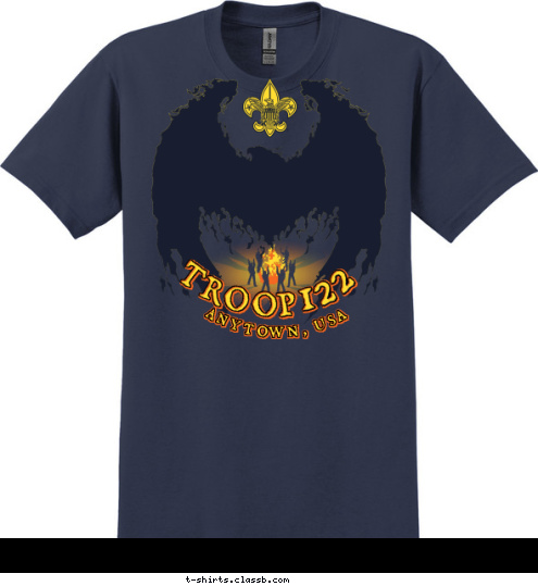 New Text ANYTOWN, USA 122 TROOP T-shirt Design 