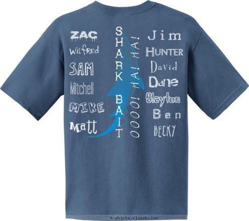 New Text OOOO! HA! HA! Wilfred Matt Mitchell ZAC Sam Mike David Jim Clayton Dane Hunter Ben Becky S
H
A
R
K

B
A
I
T TROOP 1989 FLORIDA SEA BASE 2014 Garland, Texas T-shirt Design 