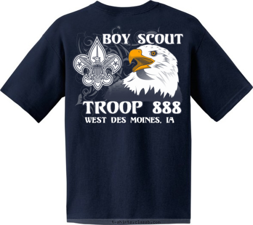 New Text TROOP 888 BOY SCOUT ST. FRANCIS OF ASSISI WEST DES MOINES, IA TROOP 888 T-shirt Design 