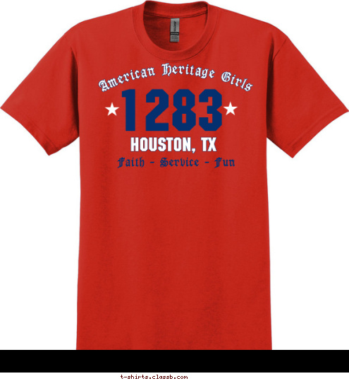 1283 Faith - Service - Fun HOUSTON, TX American Heritage Girls T-shirt Design 