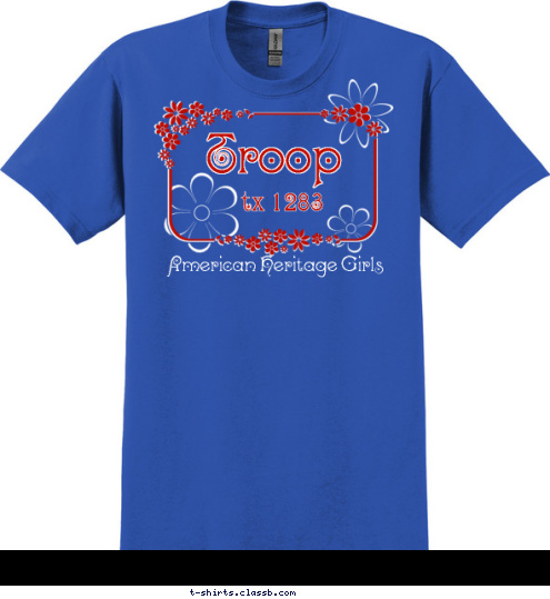 blossoming in Faith and Friendship tx 1283 American Heritage Girls Troop
          T-shirt Design AHG flowers