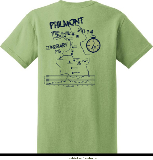 PHILMONT New Text PHAT 46 ITINERARY 
26 Trek 26 2014 T-shirt Design 