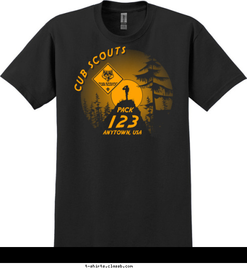 PACK 123
 ANYTOWN, USA CUB SCOUTS T-shirt Design 