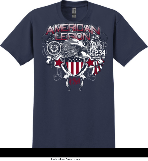 AMERICAN LEGION
 ANYTOWN, USA 1234 USA POST 1234
 T-shirt Design 