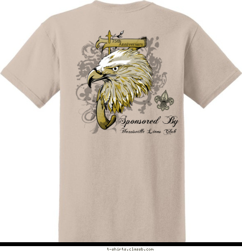 Sponsored By TROOP 123 Harrisville Lions Club 75th
 BOY SCOUTS OF AMERICA Anniversary TROOP 80 BOY SCOUTS OF AMERICA T-shirt Design 