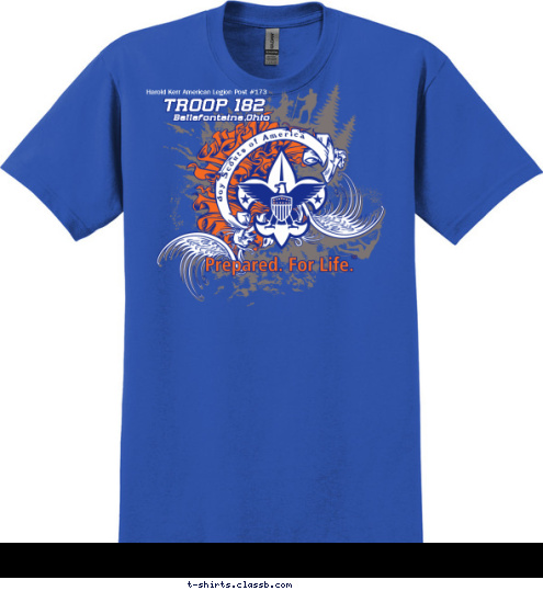 Scout Name Harold Kerr American Legion Post #173 TROOP 182 Bellefontaine,Ohio Boy Scouts of America T-shirt Design 