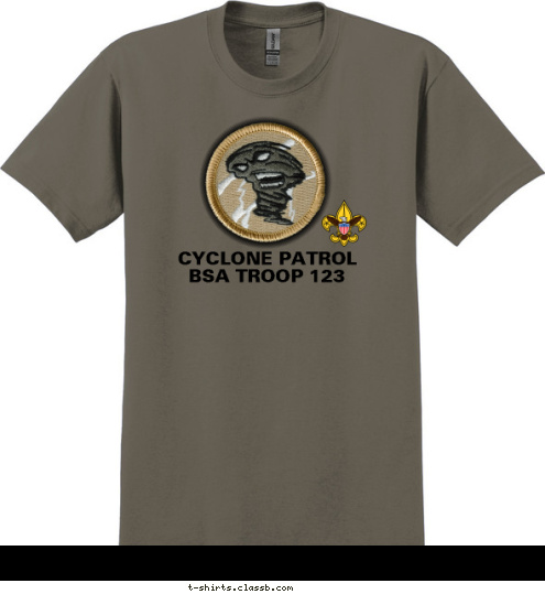 New Text BSA TROOP 123 CYCLONE PATROL T-shirt Design 