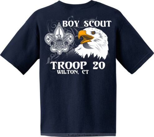 Geneva TROOP 20 BOY SCOUT 20 Wilton, CT TROOP 20 T-shirt Design 