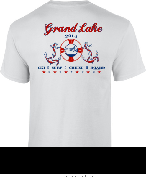         2014 Grand Lake Ski ~ Surf ~ Cruise ~ Board T-shirt Design 