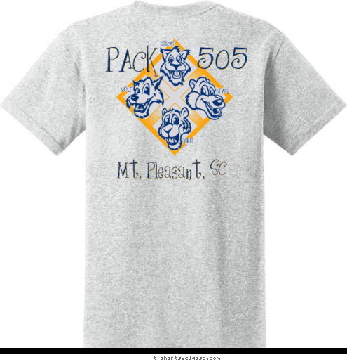 Pack 505
 SC Mt. Pleasant, 505 PACK TIGER WOLF BEAR BOBCAT T-shirt Design Pack 505