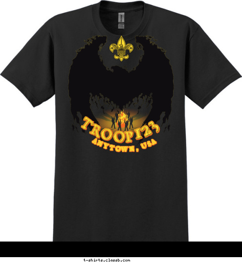 ANYTOWN, USA 123 TROOP T-shirt Design 