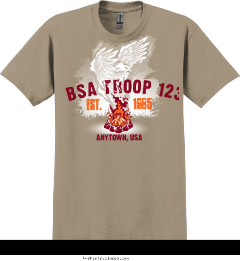 123 1985 EST. ANYTOWN, USA BSA TROOP 123 T-shirt Design SP5084