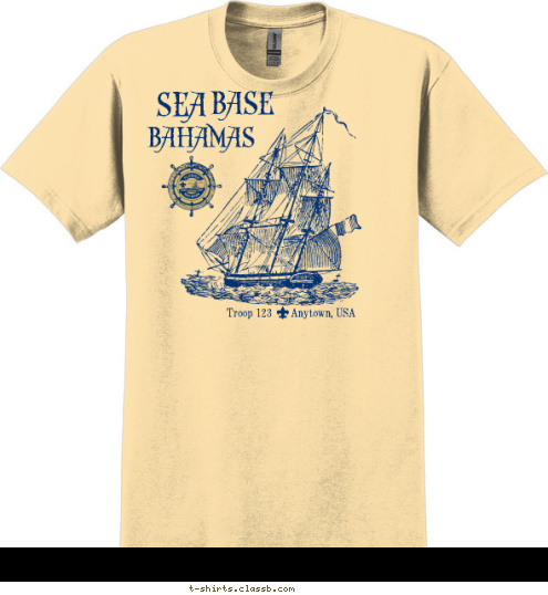 New Text New Text Troop 123      Anytown, USA BAHAMAS BASE SEA T-shirt Design 