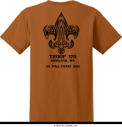 Troop
570 Shark Patrol
Kauai High Adventure TROOP 570 Kirkland, WA

Na Pali Coast 2014 T-shirt Design 