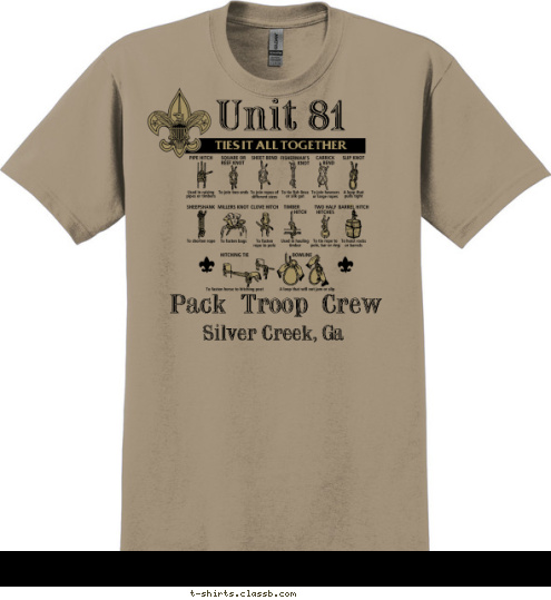 RED RIDGE COUNCIL 2012 Silver Creek, Ga Pack  Troop  Crew TIES IT ALL TOGETHER Unit 81 T-shirt Design 