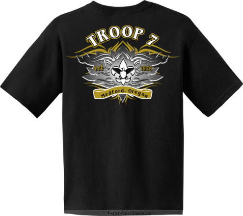 Medford, Oregon Troop 7  TROOP 7 Medford, Oregon est 1928 T-shirt Design 