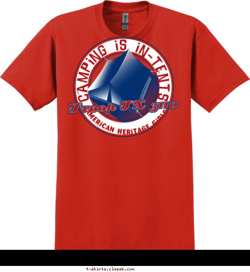 AMERiCAN HERiTAGE GiRLS  Troop TX 3110 CAMPING IS IN-TENTS T-shirt Design pink/purple Camping is Intents AHG