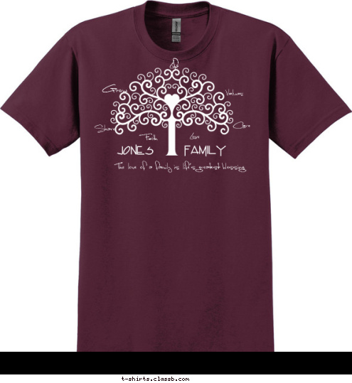  2
0
1
4 Family Jones The love of a family is life's greatest blessing. Values Care Love Faith Share Grow Life T-shirt Design 