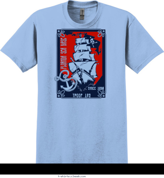Sea Base Pirate Ship Card T-shirt Design