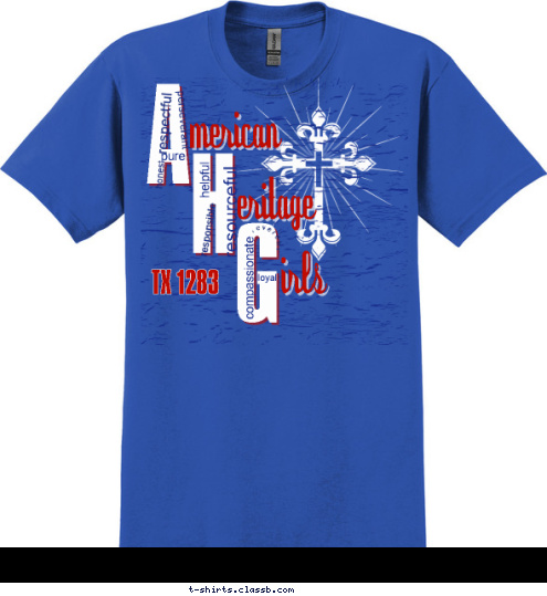 New Text TX 1283 reverent responsible respectful resourceful pure perseverant loyal honest helpful compassionate irls eritage G H A merican T-shirt Design AHG - Creed