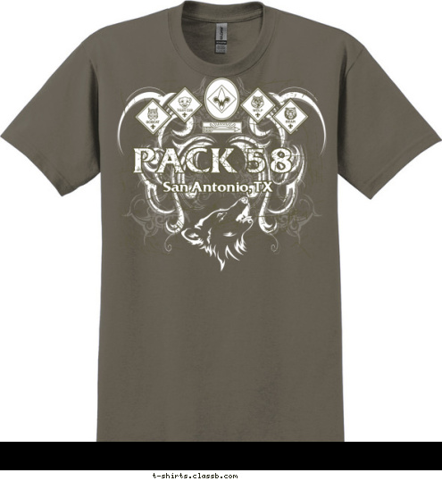 San Antonio, TX PACK 58 T-shirt Design 