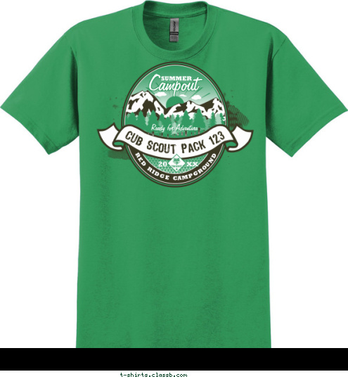 17 20 CUB SCOUT PACK 123 RED RIDGE CAMPGROUND Ready for Adventure Campout SUMMER T-shirt Design SP5200