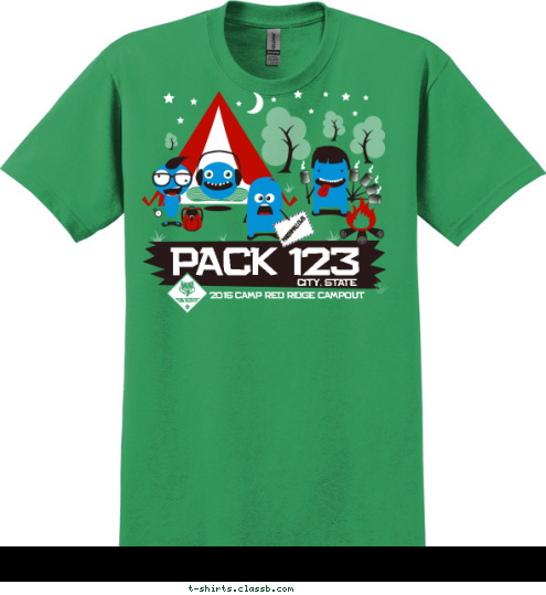 Your text here! 2015 CAMP RED RIDGE CAMPOUT CITY, STATE PACK 123 T-shirt Design SP5201