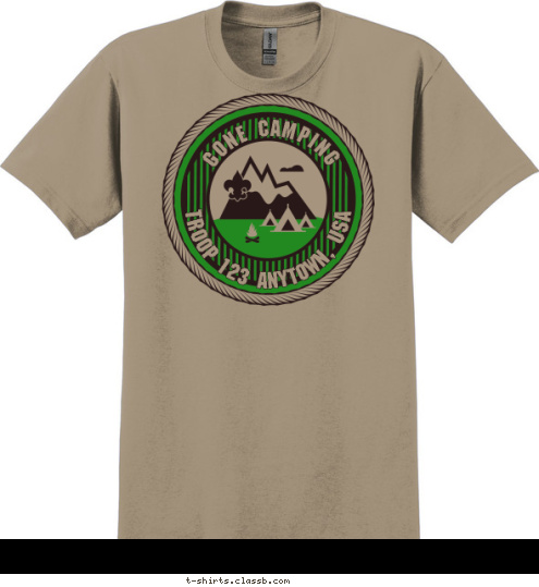 Your text here! TROOP 123 ANYTOWN, USA GONE CAMPING T-shirt Design SP5212