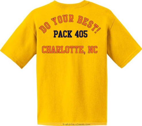 CHARLOTTE, NC PACK 405 DO YOUR BEST! T-shirt Design Bright Yellow