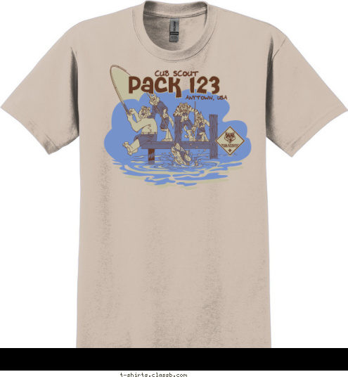 FISHING CAMP OUT Pack 123 ANYTOWN, USA CUB SCOUT T-shirt Design 