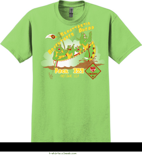 Pack 123 ANYTOWN, USA RED RIDGE COUNCIL Scouttastic Adventures Ahead T-shirt Design 