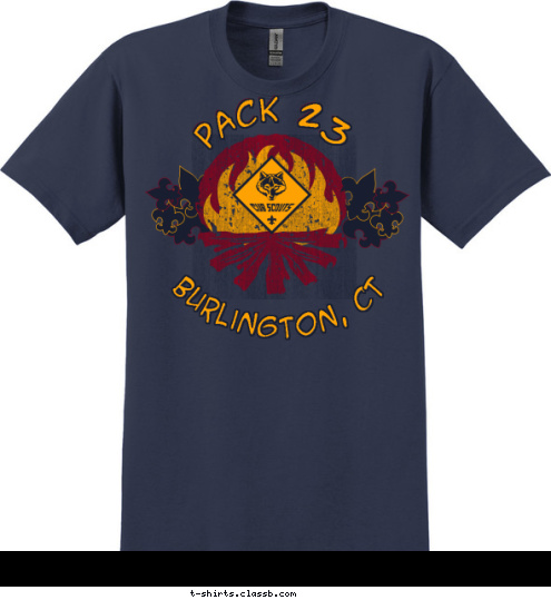 WITH OUR PACK COME RUN       PACK 23 Burlington, CT T-shirt Design 