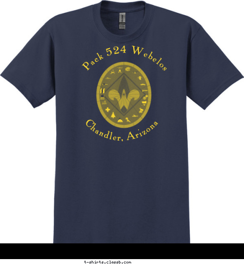 Chandler, Arizona Pack 524 Webelos Outdoor Code:
As an American, I will do my best to be clean in my outdoor manners,
be careful with fire,
be considerate in the outdoors and 
be conservation-minded. T-shirt Design 