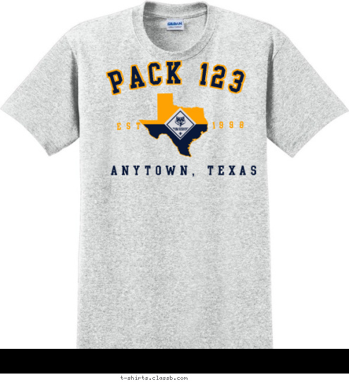 PACK 123 ANYTOWN, TEXAS 1998 EST. T-shirt Design 